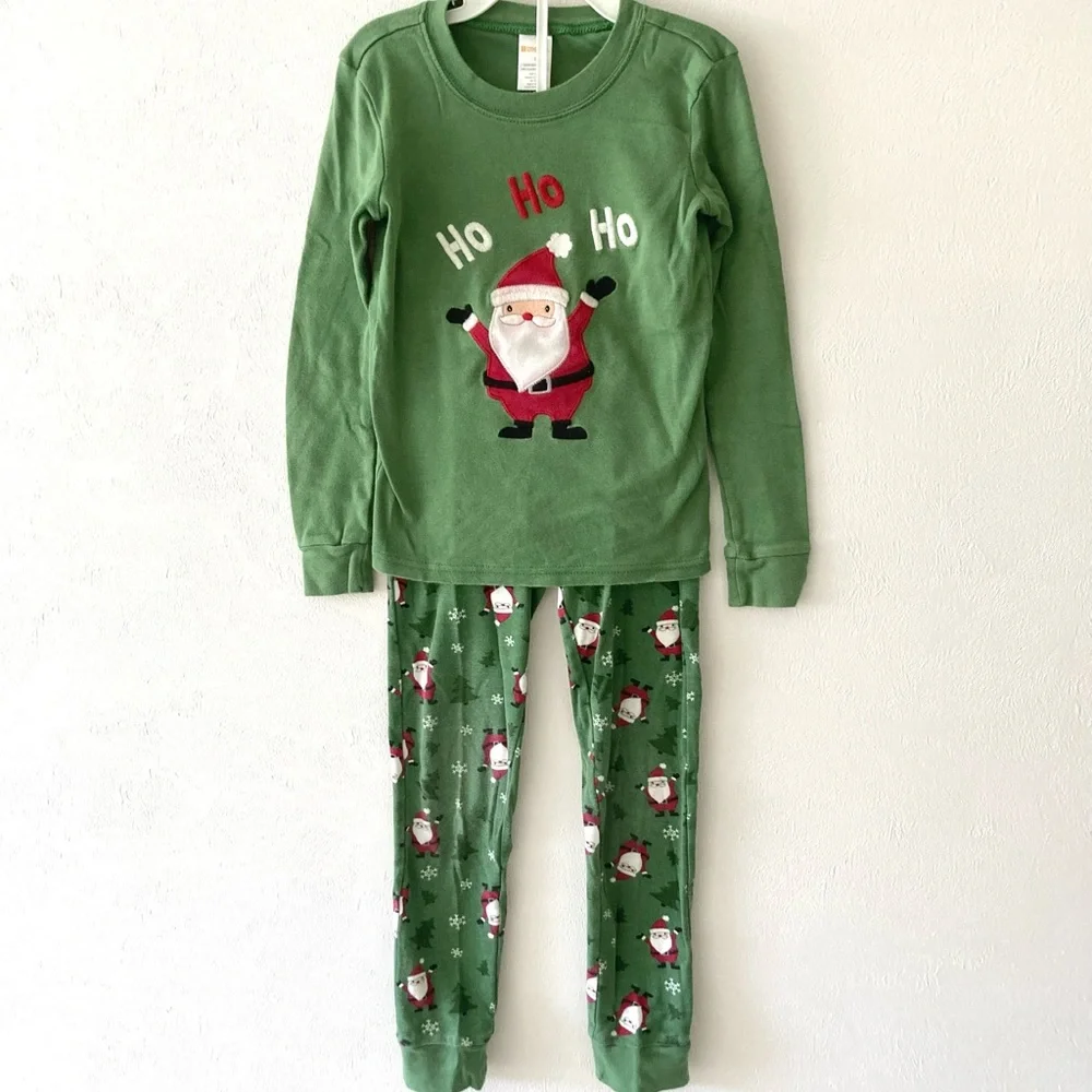 Gymboree Green Ho Ho Ho Santa Pajamas Size 8